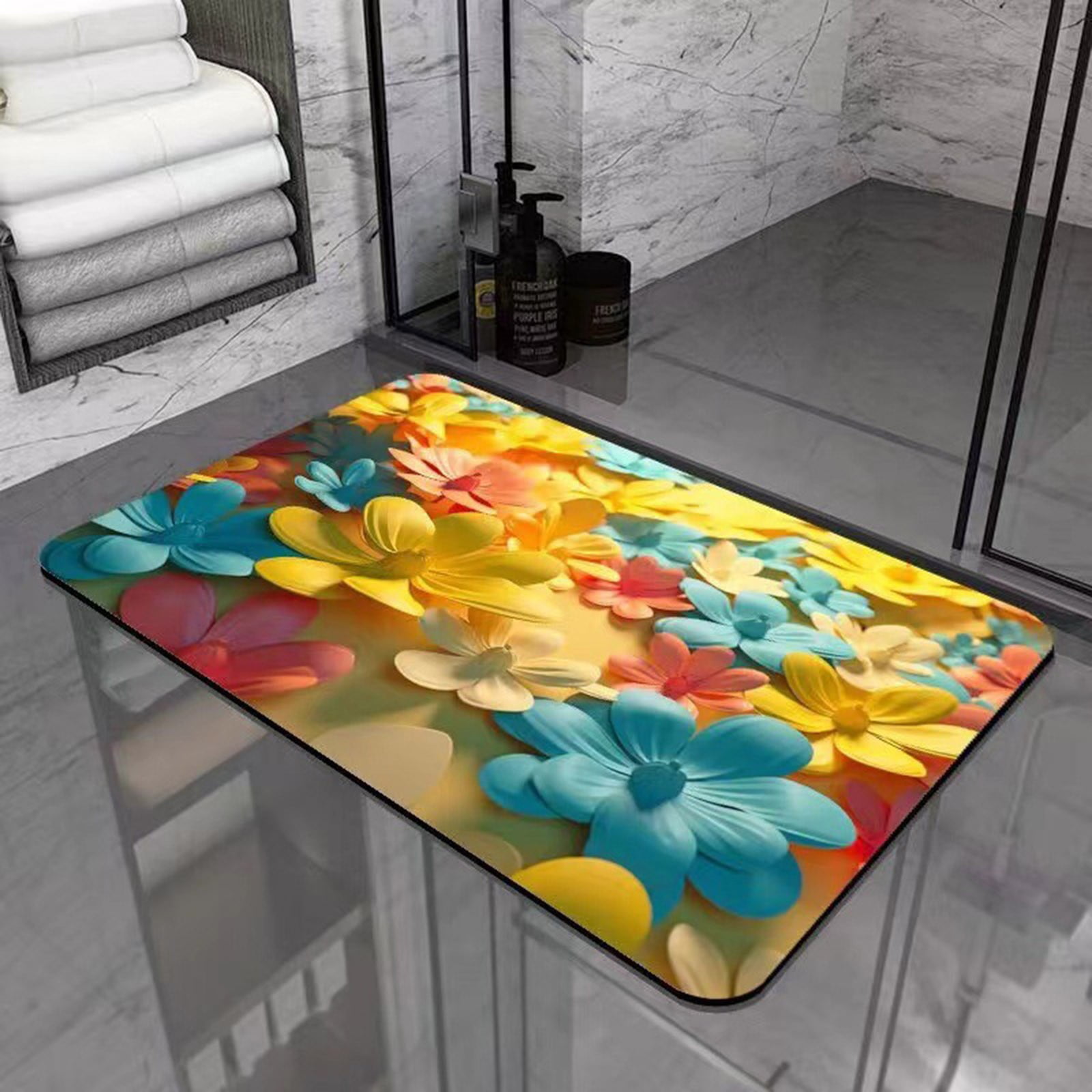 FloHua Diatomaceous Earth Bath Mat, Diatomite Bath Mat Stone Bathroom ...
