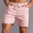 thumbnail image 1 of FloHua Mens Shorts Casual Pink Gym Shorts Men Plain with Pockets Elastic Waist Drawstring Straight Leg Pants Men Fashion Multi-pocket Cotton Sports Lace-up Shorts, 1 of 6