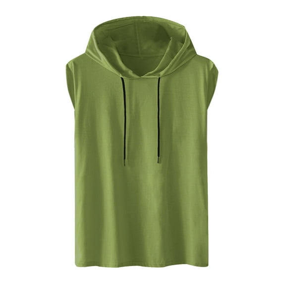 FloHua Mens Tank Top Sleeveless Solid Hoodies Men Casual Solid Fashion Hooded Pullover Sleeveless Sports T-Shirt Top