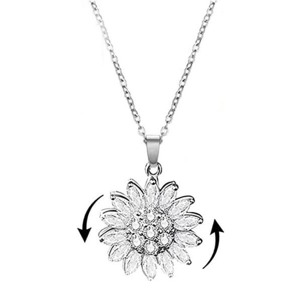 FloHua Mother's Day Room Decor 19.8 Inches For My Granddaughter Sunflower Fidget Necklace Rotating Sunflower Necklace Pendant Gift From Grandma To Granddaughter Daisy Flower Fidget Necklac