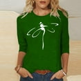 thumbnail image 1 of FloHua T shirts for Women 3/4 Sleeves 3/4 Sleeves Print Round Neck Women's Fashion Printing Loose T-shirt Mid-length 3/4 Sleeves Blouse Round Neck Casual Tops, 1 of 4