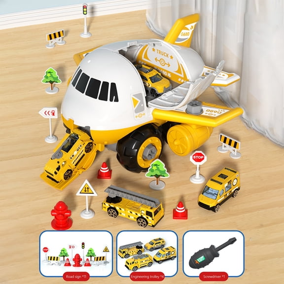 FloHua Toy Gifts for Kids DIY Assembles Toy Plane With Screwdriver Inertial Engineering Vehicle For Boys Educational Toy For Children's Intelligence Development Toys for 3-6 Years