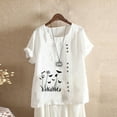 thumbnail image 1 of FloHua Womens Blouses Short Sleeve Round Neck White Blouses for Women Flower Print Button Front Fashion Women Summer Loose Casual Tops, 1 of 3