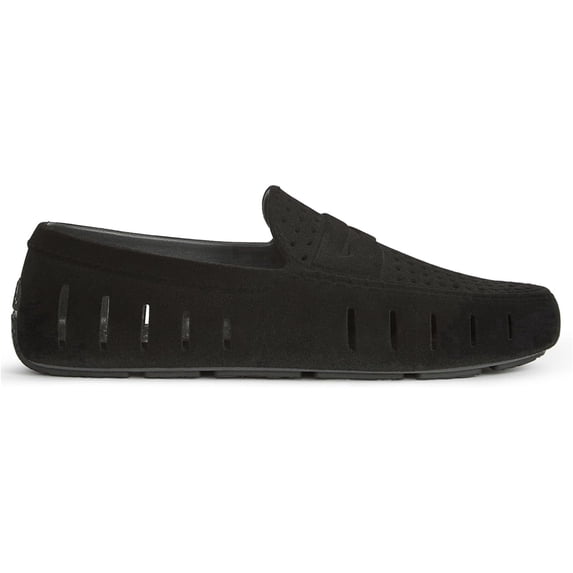 Floafers Men's, Country Club Driver Faux Suede, Black Vegan Suede, 10, Medium