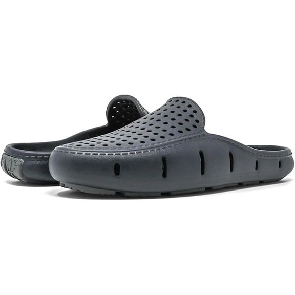 Floafers Sunset Slide - Unisex Slides - Sectional Traction - Utility Hole at Heel - Scuff-Proof Rubber Outsole Black/Asphalt, 5 Men's/7 Women's Medium