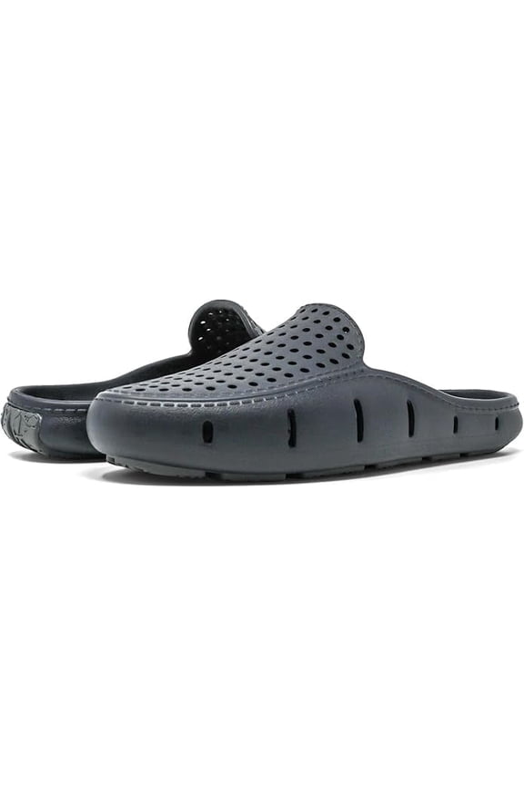 Sunset Slide - Unisex Slides - Sectional Traction - Utility Hole at Heel - Scuff-Proof Rubber Outsole Black/Asphalt, 5 Men's/7 Women's Medium