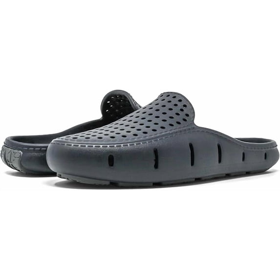 Floafers Sunset Slide - Unisex Slides - Sectional Traction - Utility Hole at Heel - Scuff-Proof Rubber Outsole Black/Asphalt, 8 Men's/10 Women's Medium