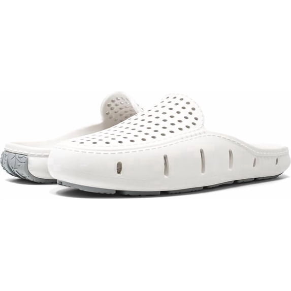 Floafers Sunset Slide - Unisex Slides - Sectional Traction - Utility Hole at Heel - Scuff-Proof Rubber Outsole Bright White/Harbor Mist Gray, 4 Men's/6 Women's Medium