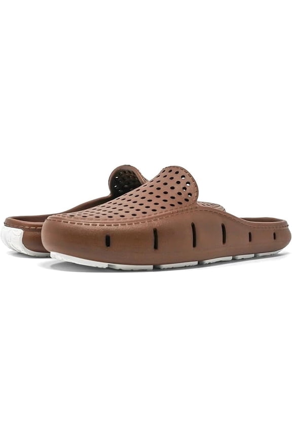 Sunset Slide - Unisex Slides - Sectional Traction - Utility Hole at Heel - Scuff-Proof Rubber Outsole Driftwood Brown/Coconut, 11 Men's/13 Women's Medium