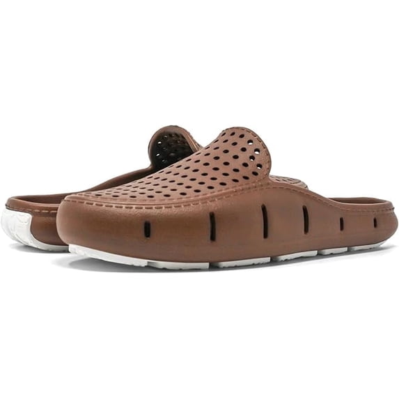 Floafers Sunset Slide - Unisex Slides - Sectional Traction - Utility Hole at Heel - Scuff-Proof Rubber Outsole Driftwood Brown/Coconut, 6 Men's/8 Women's Medium