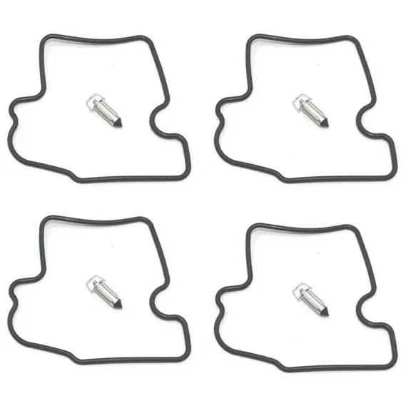 Float Bowl Gasket & Floating Needle Carburetor Rebuild Kit 4 Sets Replacement for Kawasaki Prairie 650 KVF650 / 700 KVF700 / KFX700 KSV700 2002-2009