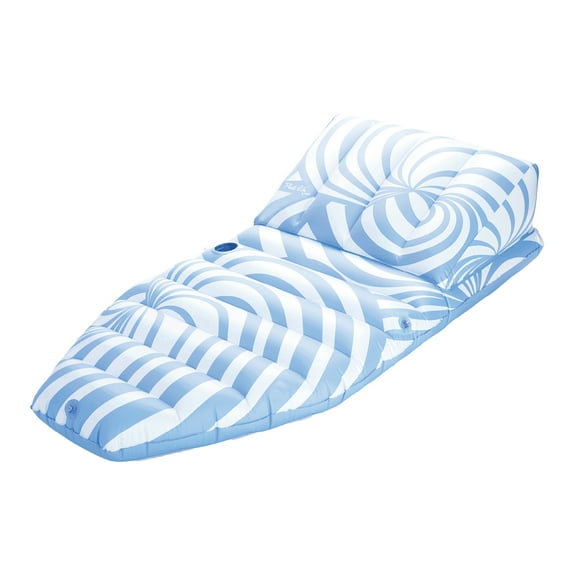 Float Life by Funboy Blue Twist Sun Lounger Pool Float, 65'' Long w/ Ergonomic Backrest