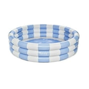 Float Life by Funboy Inflatable 3-Ring Pool, Blue Stripe - Summer Breeze, 65" Diameter, Children 6+