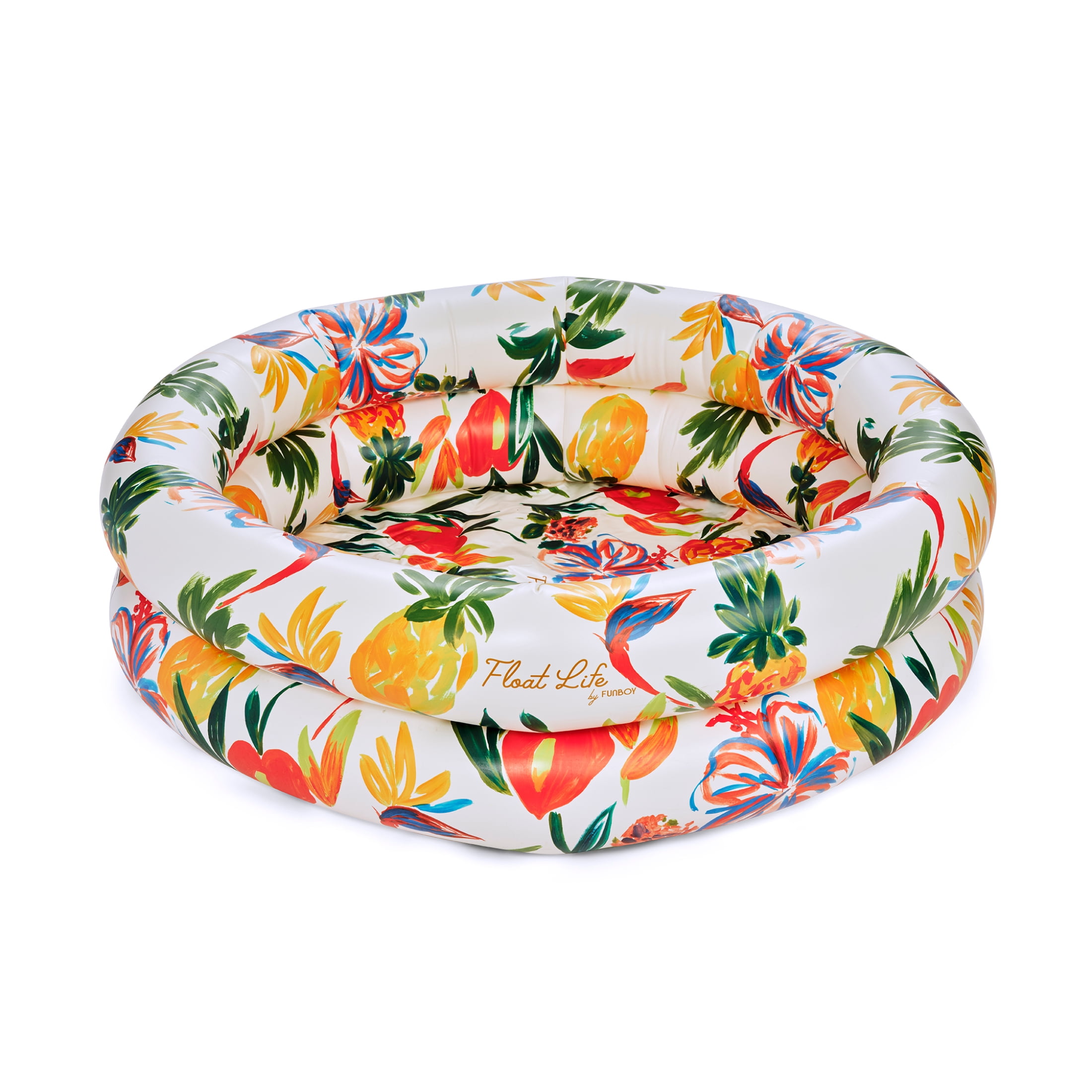 Float Life by Funboy Inflatable Round 2-Ring Pool, Tropical Paradise, 48" Diameter, Children 6+