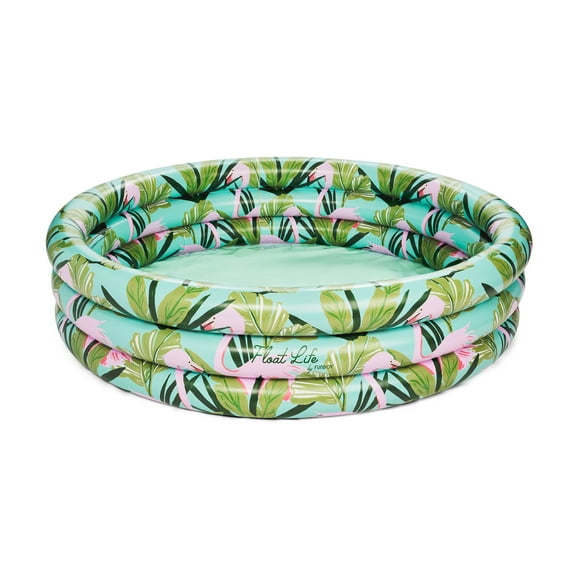 Float Life by Funboy Inflatable Round 3-Ring Kiddie Pool, Flamingo, 65" Diameter, Children Ages 6+