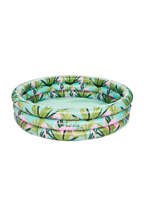 Inflatable Round 3-Ring Kiddie Pool, Flamingo, 65" Diameter, Children Ages 6+