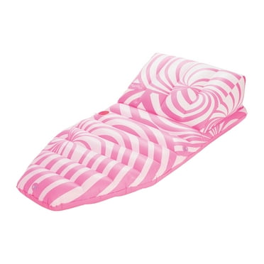 Float Life by Funboy Pink Twist Sun Lounger Pool Float, 65'' Long w/ Ergonomic Backrest, Ages 8 