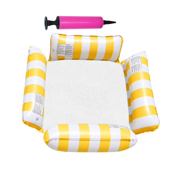 Float Lounge Chair Cushion Water Hammock for Swimming Pool Relaxing Vocation Yellow
