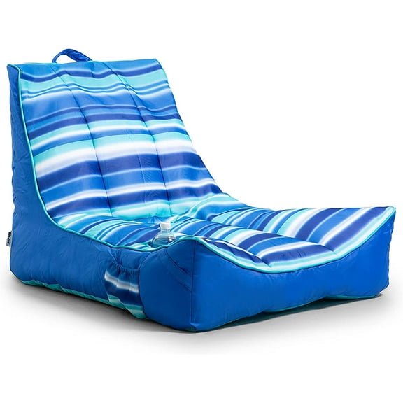 Float Pool Lounger, No Inflation Needed, Drink Holder, Quick Dry Mesh, Blue, 3ft - ZMSHOP