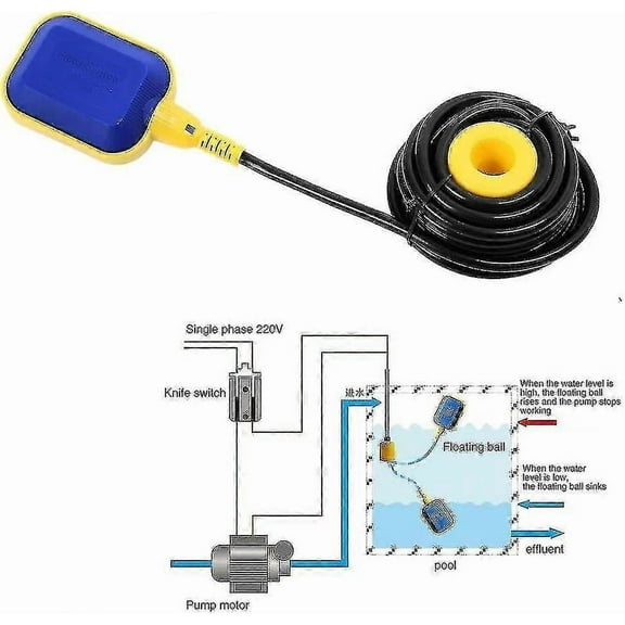 Float Switch With 4m Cables, 220v 10a Float Switch Automatic Control Water Level Controller For Tank Pump