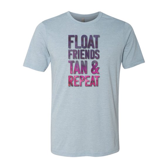 Float Trip Shirt, Float Friends Tan & Repeat, Floating Shirt, Summer Tee, Best Friends Shirt, Unisex Fit, Sublimated Design, Kayaking Shirt, Stonewash Denim, MEDIUM