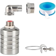 Float Valve, 304 Stainless Steel 1/2inch to 3/4inch Auto Fill Shut Off Water Float Valves Fully Automatic Water Level Control for Water Tank, Pool, Tower, Livestock Troughs