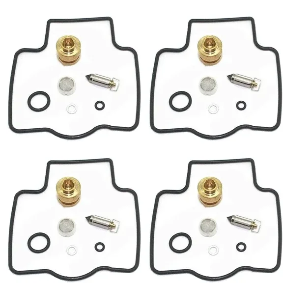 Float Valve and Gasket Carburetor Rebuild Kit 4 sets Replacement for Kawasaki ZX-6R ZX600F Ninja 1995-1997