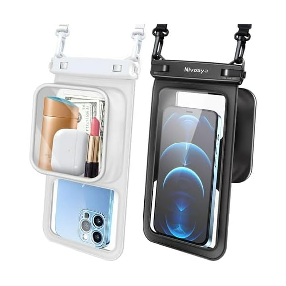 [Floatable Floating Waterproof Phone Pouch 2 Pack-Up to 8.5", Large Space Adjustable Neck Lanyard Waterproof Phone Case, Phone Dry Bags for Vacation Beach Pool Kayak Cruise Travel Essentials