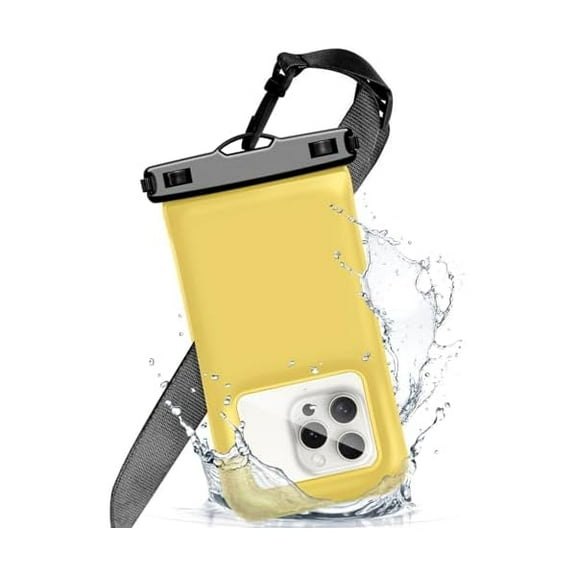[Floatable Soap Bubble Waterproof Phone Pouch/Case with Crossbody Lanyard for iPhone 16 Pro Max/15 Pro/14/13/12, IP68 Cellphone Dry Bag Beach Cruise Ship Essentials, 1 Pack-Yellow-7