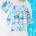 thumbnail image 1 of Floatation Swimsuit With Removable Buoyancy Learning Swimming Training Suit Swim Vest One Piece For Boys Long Sleeve Cartoon Print Bathing Suit Blue 18-24 Months, 1 of 6