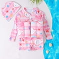 thumbnail image 1 of Floatation Swimsuit With Removable Buoyancy Learning Swimming Training Suit Swim Vest One Piece For Boys Long Sleeve Cartoon Print Bathing Suit Pink 5-6 Years, 1 of 7