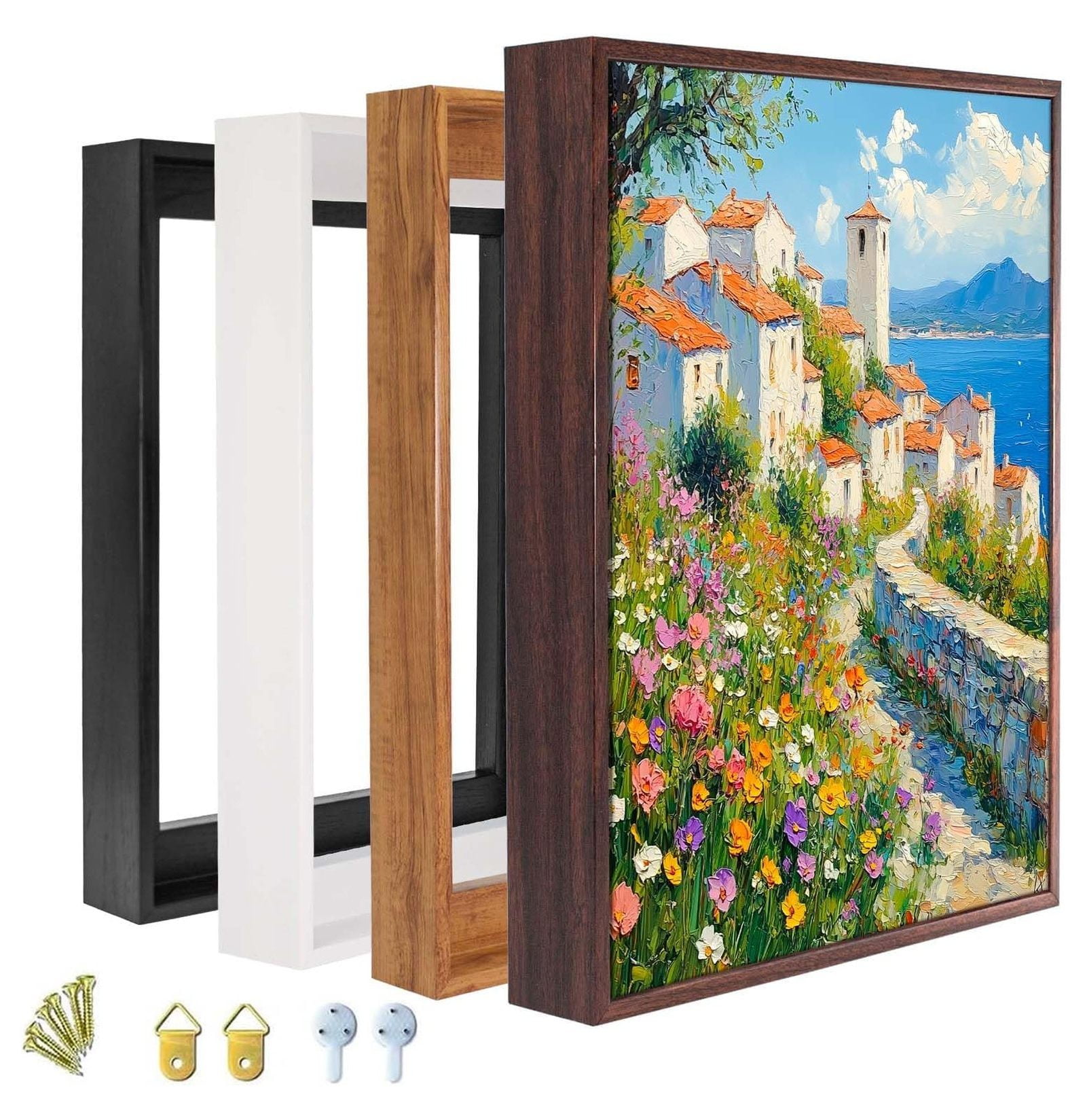 Floater Frame for 1.25 thick Canvas, Available in 25+ size and 4 Color, Perfect Floating Frame for Finished Canvas Artist Panel Oil Painting Wall Art Décor (Black Frame, 10"x10")