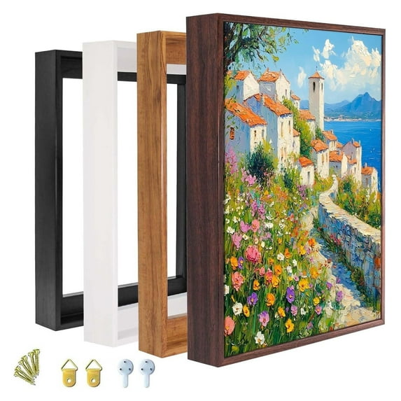 Floater Frame for 1.25 thick Canvas, Available in 25+ size and 4 Color, Perfect Floating Frame for Finished Canvas Artist Panel Oil Painting Wall Art Décor (Light Oak Frame, 18"x24")