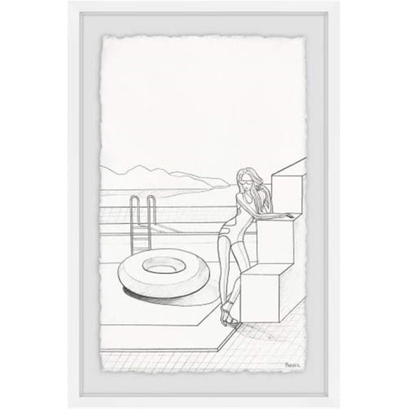 Floater by the Pool Framed Painting Print