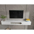 thumbnail image 1 of FloatiCasa 47-Inch Fully Assembled High Gloss Floating TV Stand, Wall-Mounted Entertainment Center with 1 Door & 2 Drawers, for TVs up to 50", White, 1 of 12