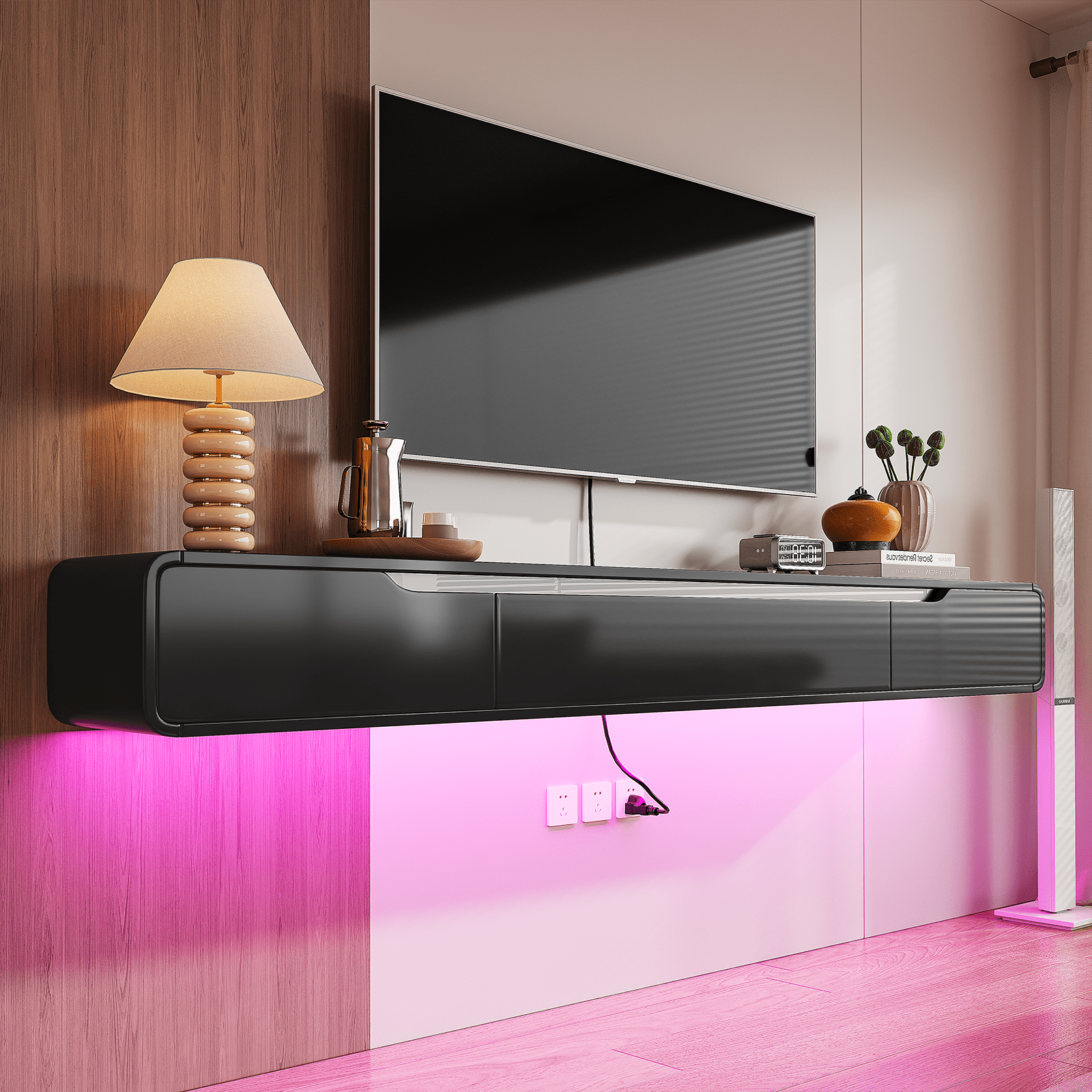 FloatiCasa 47-inch Fully Assembled Floating TV Stand Wall-Mounted High ...