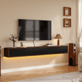 thumbnail image 1 of FloatiCasa 70" Floating TV Stand Wall Mounted Floating TV Shelf for TVs up to 75" Floating TV Console with 3 Flip-down Door, 1 of 15