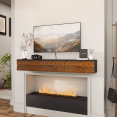 thumbnail image 1 of FloatiCasa Floating 47-inch Wall-Mounted Fireplace Mantel Shelf Fully Assembled, Solid Wood Veneer, Vintage Carved Doors, for Living Room, 1 of 8