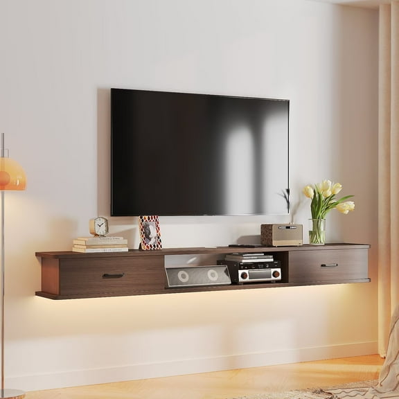 FloatiCasa 55" Floating TV Stand Wall-Mounted TV Console for TVs up to 60" Modern Entertainment Center Floating TV Shelf with 2 Doors