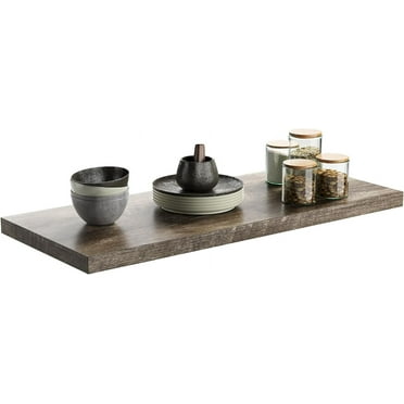 Floatig Shelf, Set of 1 Wall Shelf, 36 i W x 10 i D x 1 i H Woode Floatig Wall Shelf with Ivisible Brackets for Livig Room/Bedroom/Bathroom/Kitche Storage ad Decor, Rustic Grey