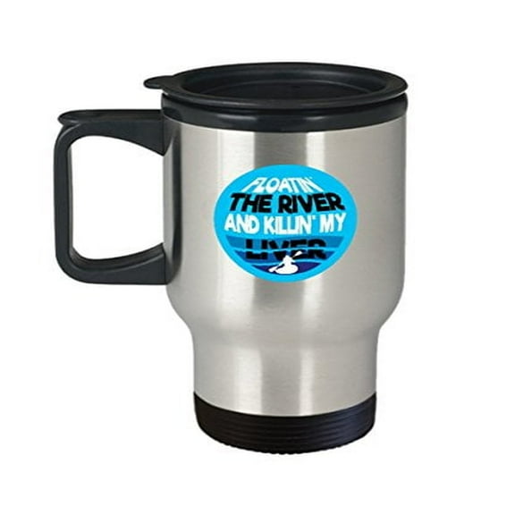 Floatin' Travel Mug - 14 Oz Stainless Steel Coffee Cup with Funny Quote Gift