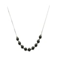 thumbnail image 1 of Floating 6mm Faceted Black Onyx Beads Sterling Silver Box Chain Necklace Adjustable 20"+2" Extender, 1 of 3
