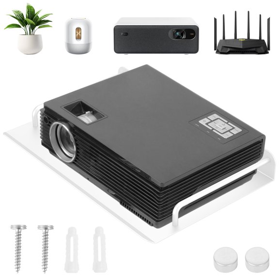 Floating AV Shelf Projector Wall Mount DVD Shelf Floating Entertainment Center Bracket Under TV for Cable Boxes/Games Console/DVR/TV Accessories