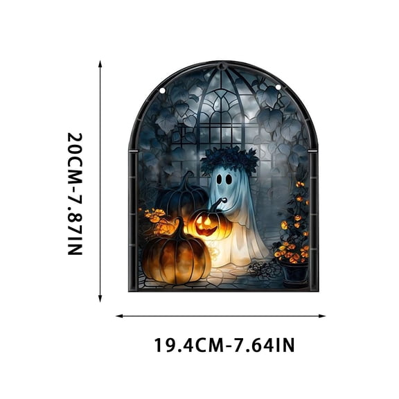 Floating Acrylic Halloween Ghost Decoration – Transparent Hanging Ghost Ornament with Chain for Indoor Outdoor Party Decor