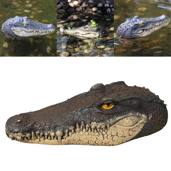 Floating Alligator Head, 22X8 In, Pond Accessories For Outdoor Ponds, Outdoor Water Feature, Pond Decor For Outdoor Ponds, Lawn And Garden, Dark Brown Beige, 1 Pc