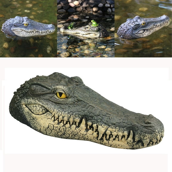 Floating Alligator Head, Fake Gator Head for Pool Outdoor Pond Accessories Float Crocodile Head Decoy for Koi Pond Pool Garden Decor
