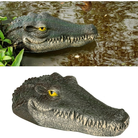 Floating Alligator Head, Pool Accessories,13 Inches Float Alligator Decoy for Pond, Fake Crocodile Head for Goose, Heron, Duck Deterrent Control, Garden Decor and Yard Decorations Accessories