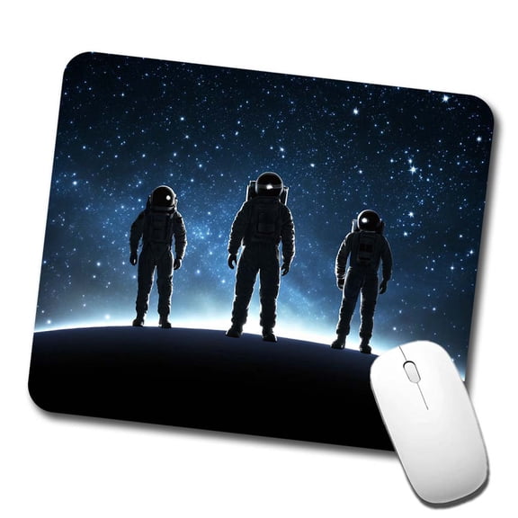 Floating Astronaut Silhouettes Outer Space Mouse Pad Low Profile Gaming Mat