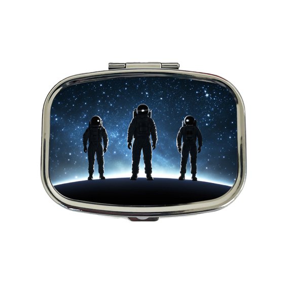 Floating Astronaut Silhouettes Outer Space Small Travel Handbag Pill Box Case