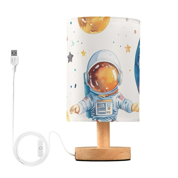 Floating Astronauts Planets Stars Cartoon Table Lamp with USB Port LED Warm Light Lamp Night Light Home Decor